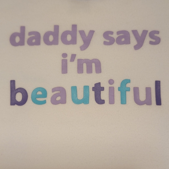 CARTER'S ♡ Adorable Purple Trim "DADDY SAYS I'M BEAUTIFUL" Bodysuit Onesie NB - Picture 7 of 12